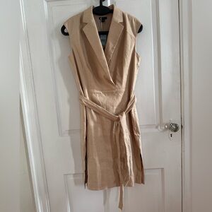 Ann Taylor Factory Beige Sleeveless Midi Dress